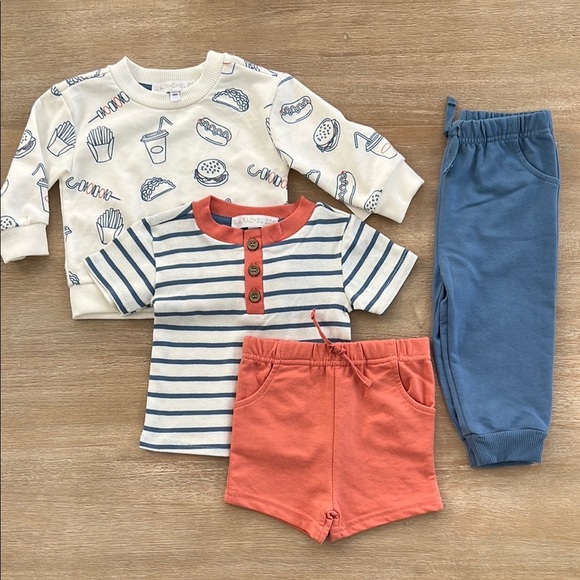 Rachel Zoe Toddler Boy 4 Piece Set Sweatshirt Shirt Shorts Joggers 12 18 months - Picture 1 of 12
